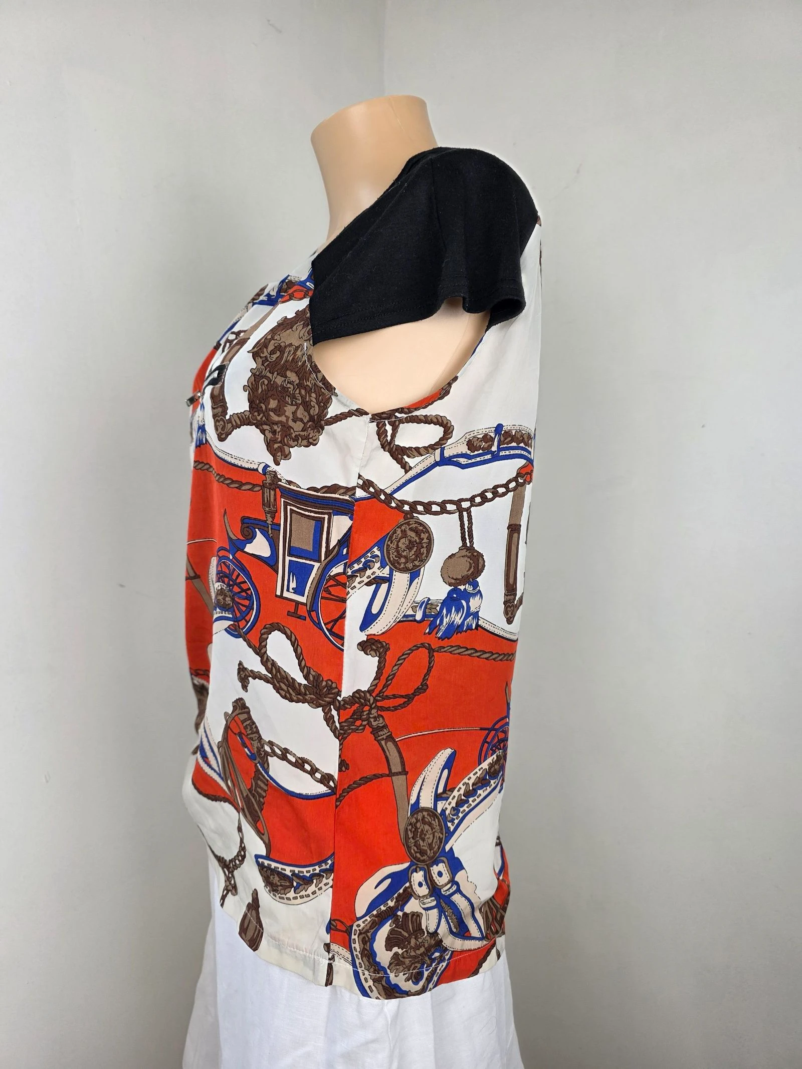 Equestrian print top 🍒vintage 80's🍒size 36/38 – photo 4